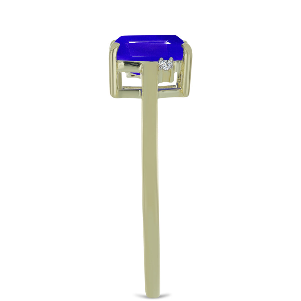 Inel din Argint 925 Placat cu Aur ( 2.21 grame ) cu Agat Albastru și Topaz Alb 1.67 Carate 4 