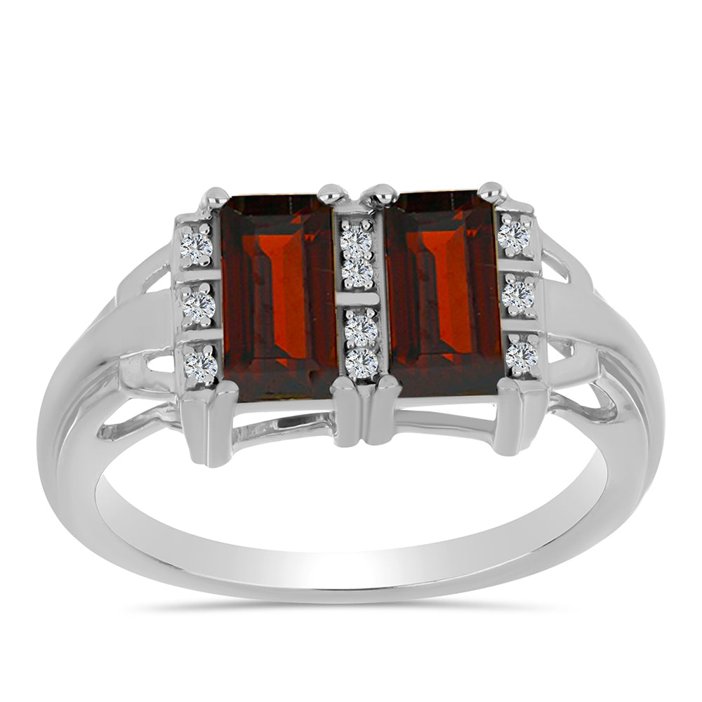 Inel din Argint 925 ( 3.29 grame ) cu Granat Barton și Topaz Alb 2.14 Carate 3 