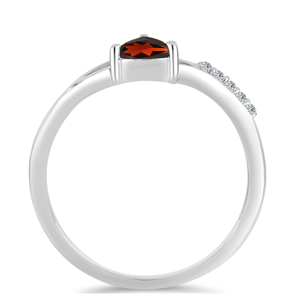 Inel din Argint 925 ( 1.7 grame ) cu Granat Barton și Topaz Alb 0.57 Carate 2 