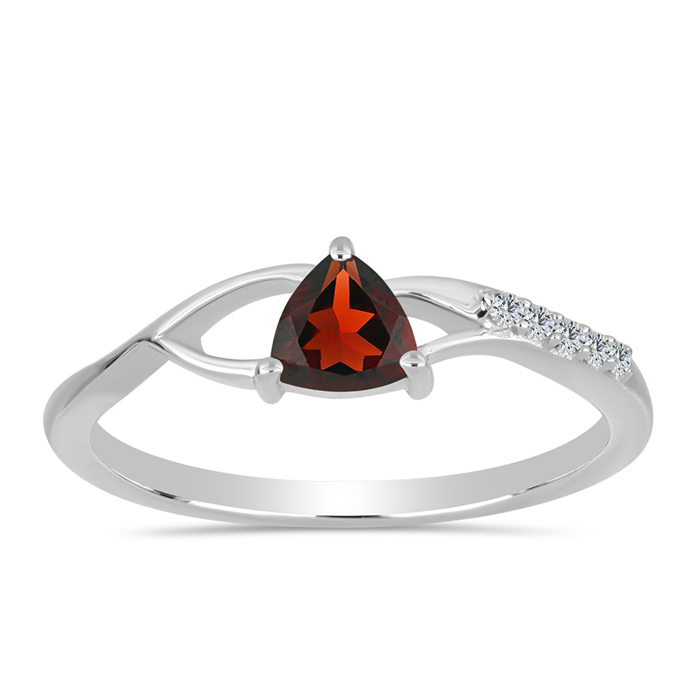 Inel din Argint 925 ( 1.7 grame ) cu Granat Barton și Topaz Alb 0.57 Carate