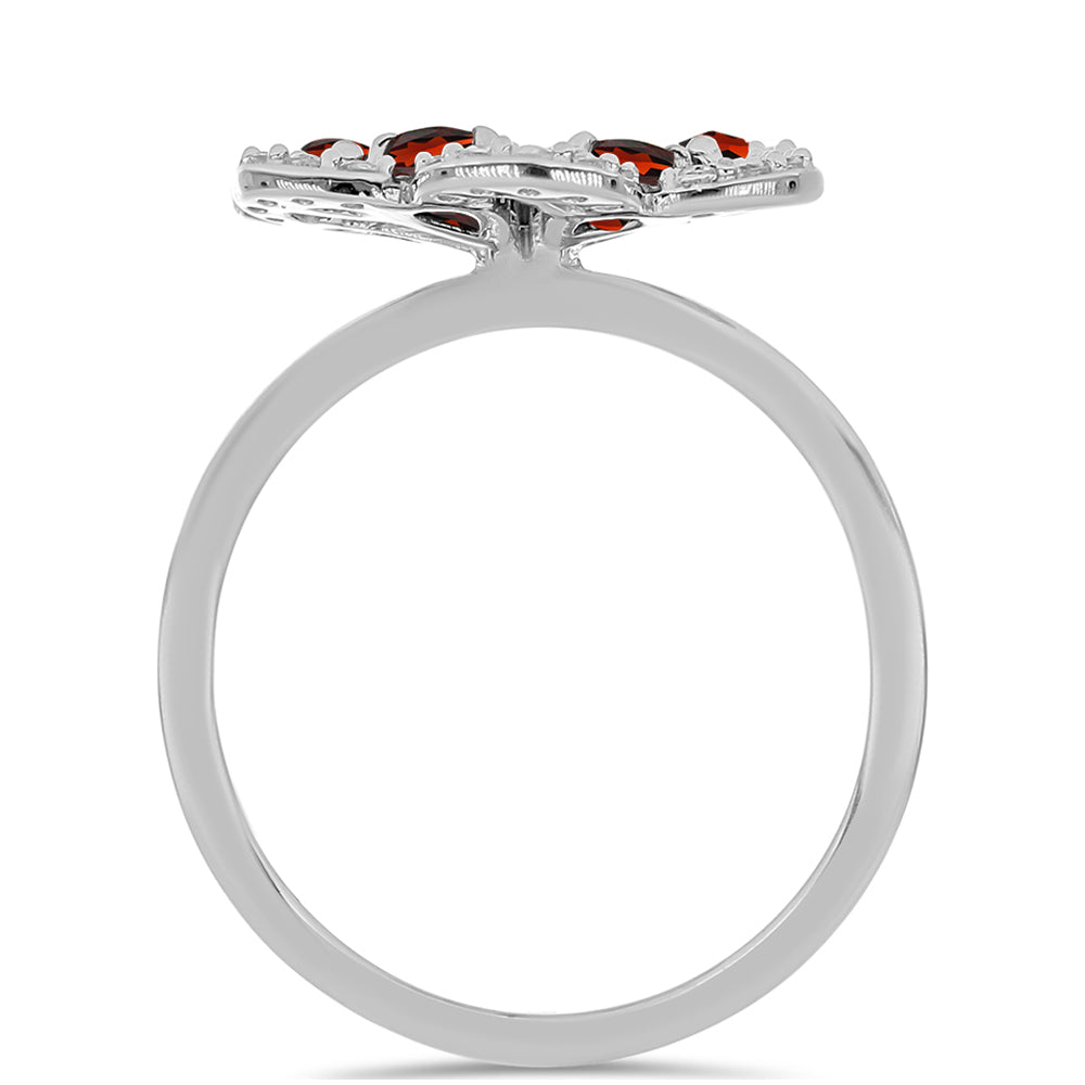 Inel din Argint 925 ( 3.01 grame ) cu Granat Barton și Topaz Alb 1.91 Carate