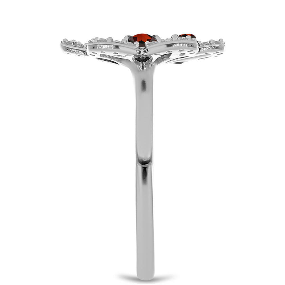 Inel din Argint 925 ( 3.01 grame ) cu Granat Barton și Topaz Alb 1.91 Carate 4 