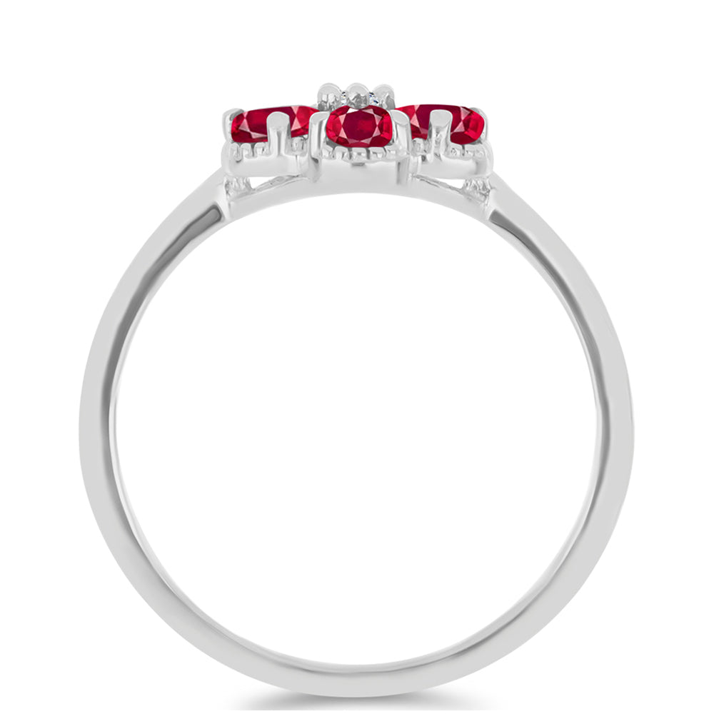 Inel din Argint 925 ( 2.55 grame ) cu Rubin Malagasy și Topaz Alb 1.47 Carate 2 