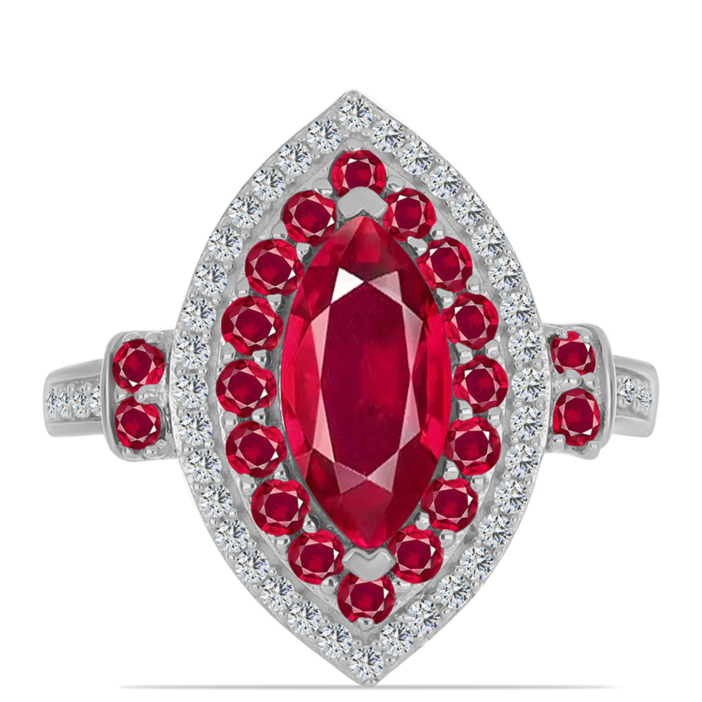 Inel din Argint 925 ( 4.42 grame ) cu Rubin Malagasy și Topaz Alb 3.54 Carate