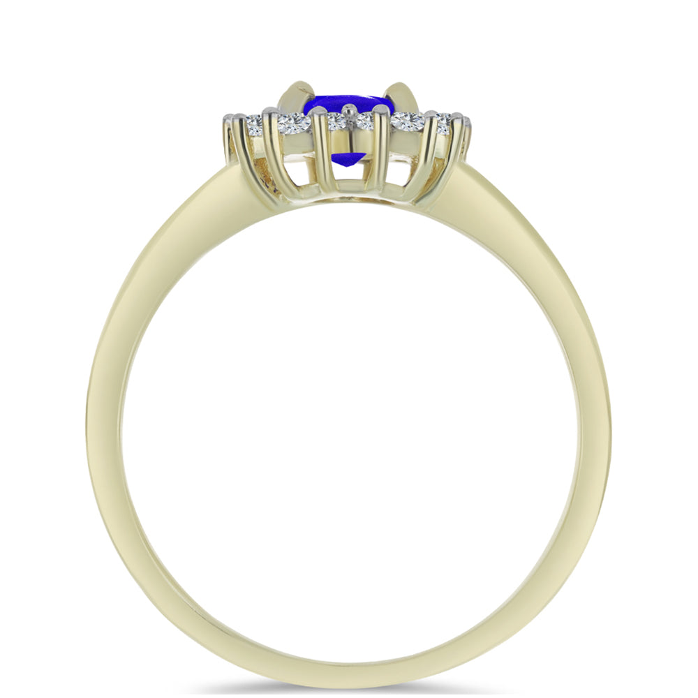 Inel din Argint 925 Placat cu Aur ( 2.2 grame ) cu Agat Albastru și Topaz Alb 0.84 Carate