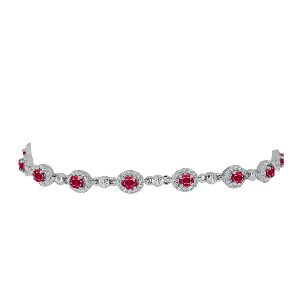 Brățară din Argint 925 ( 7.22 grame ) cu Rubin Malagasy și Topaz Alb 3.43 Carate 2 