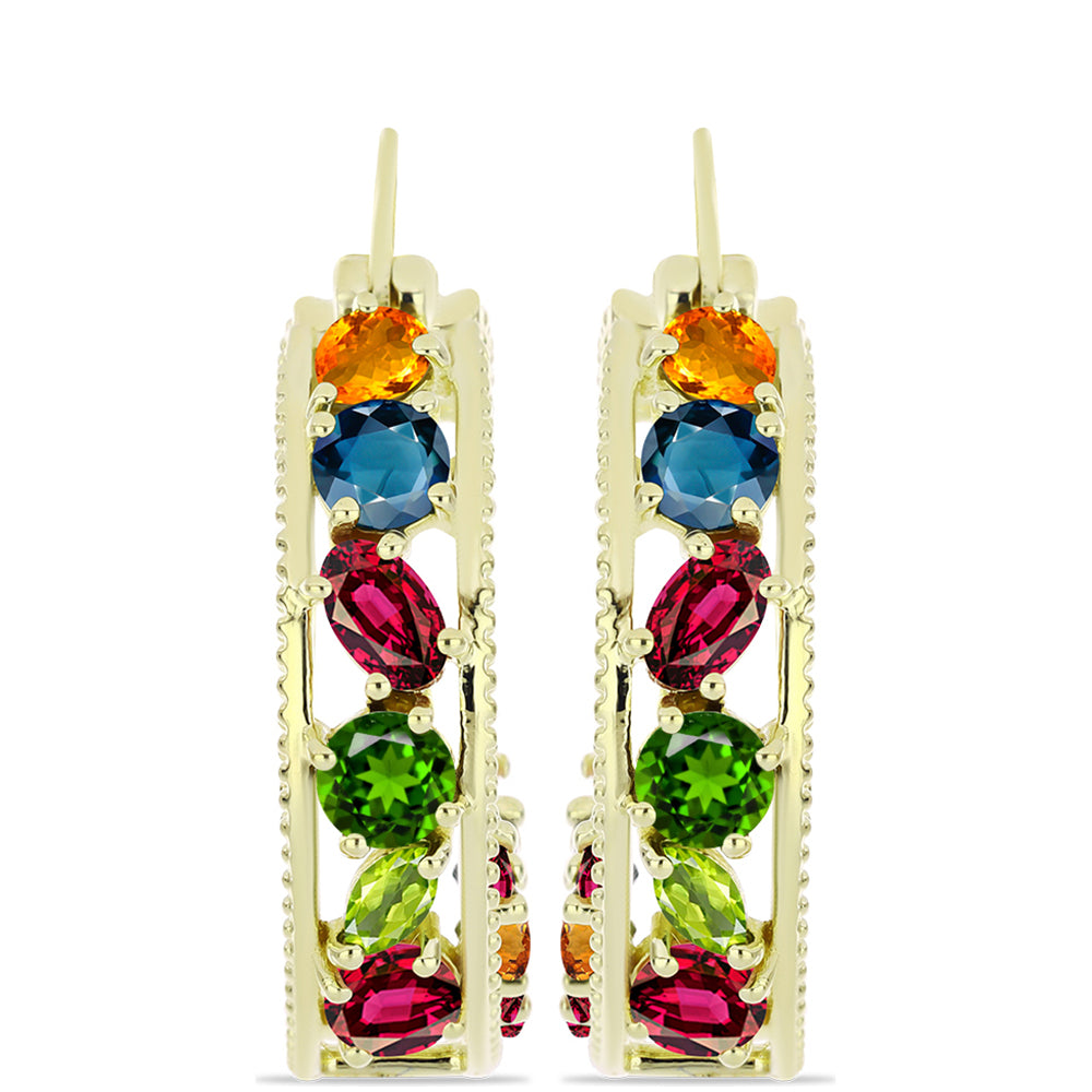 Cercei din Argint 925 Placat cu Aur ( 8.11 grame ) cu Turmalină Chakra 4.47 Carate 2 