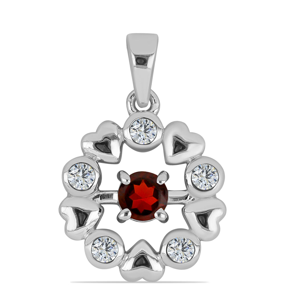 Pandantiv din Argint 925 ( 1.74 grame ) cu Granat Barton și Topaz Alb 0.56 Carate