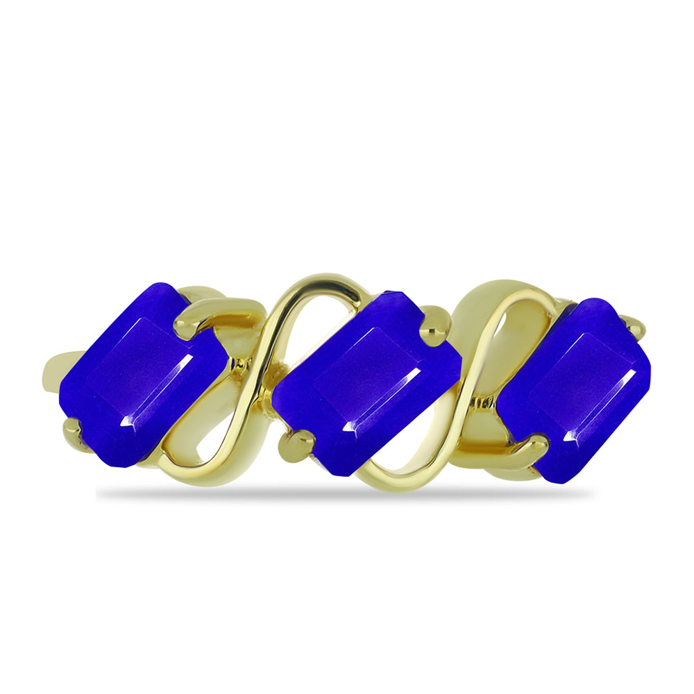 Inel din Argint 925 Placat cu Aur ( 2.68 grame ) cu Agat Albastru 1.72 Carate