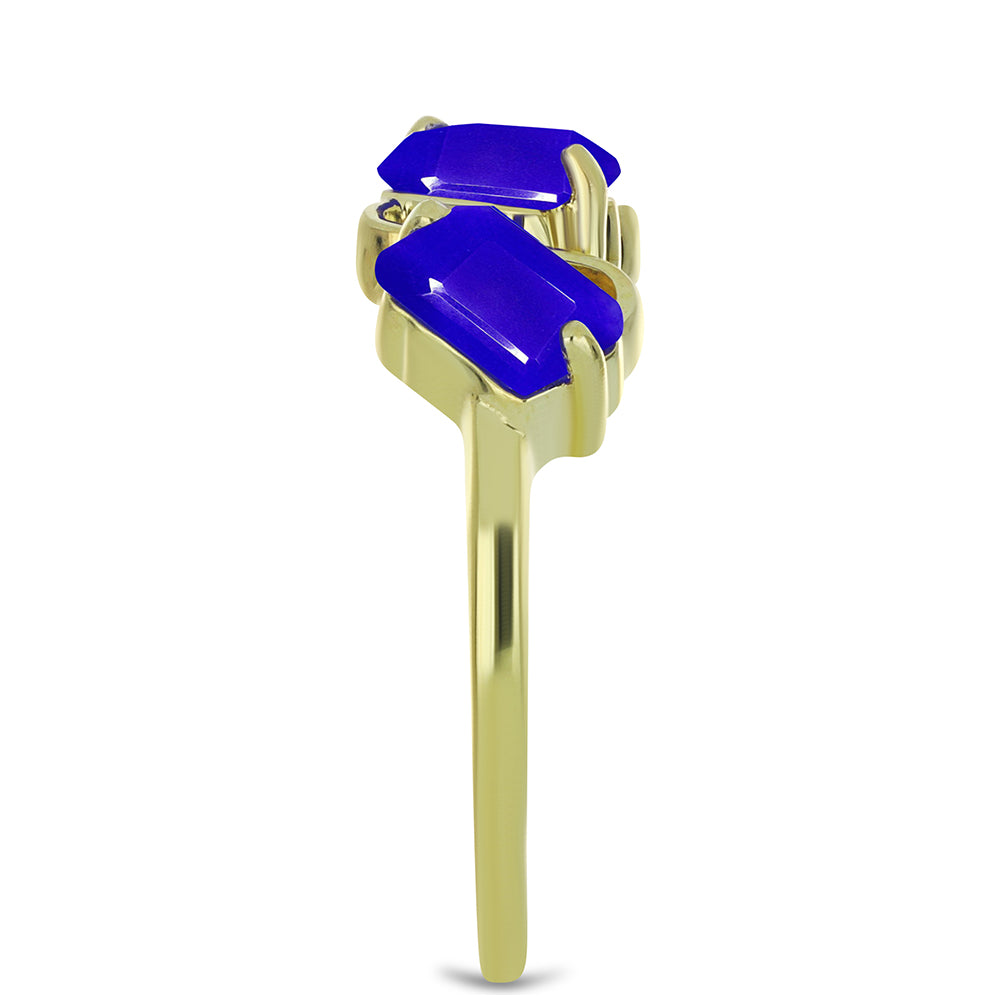 Inel din Argint 925 Placat cu Aur ( 2.68 grame ) cu Agat Albastru 1.72 Carate 4 
