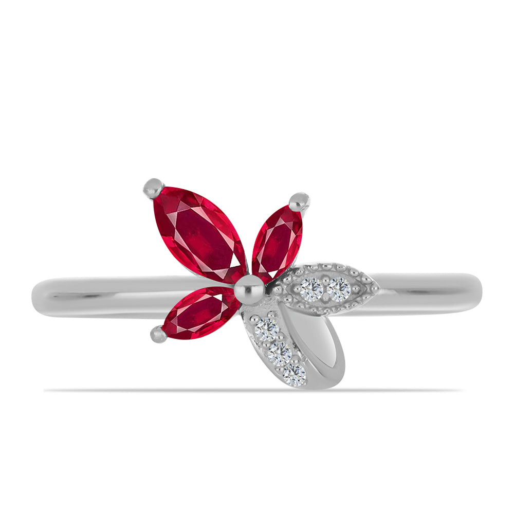 Inel din Argint 925 ( 2.34 grame ) cu Rubin Malagasy și Topaz Alb 0.62 Carate 1 