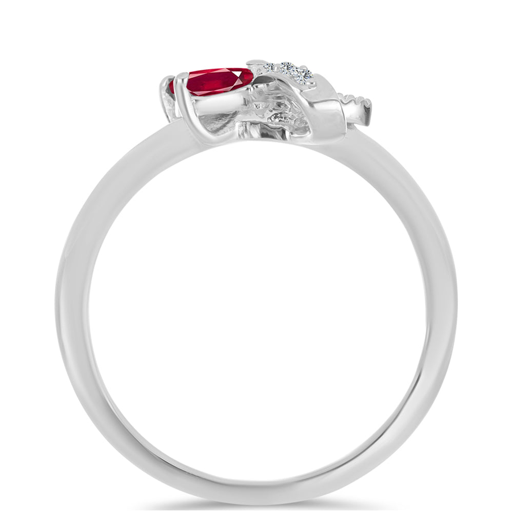 Inel din Argint 925 ( 2.34 grame ) cu Rubin Malagasy și Topaz Alb 0.62 Carate 2 