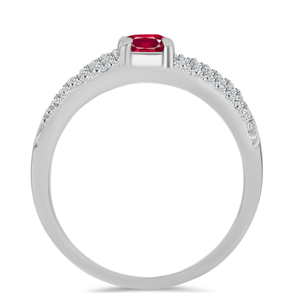 Inel din Argint 925 ( 2.82 grame ) cu Rubin Malagasy și Topaz Alb 0.94 Carate