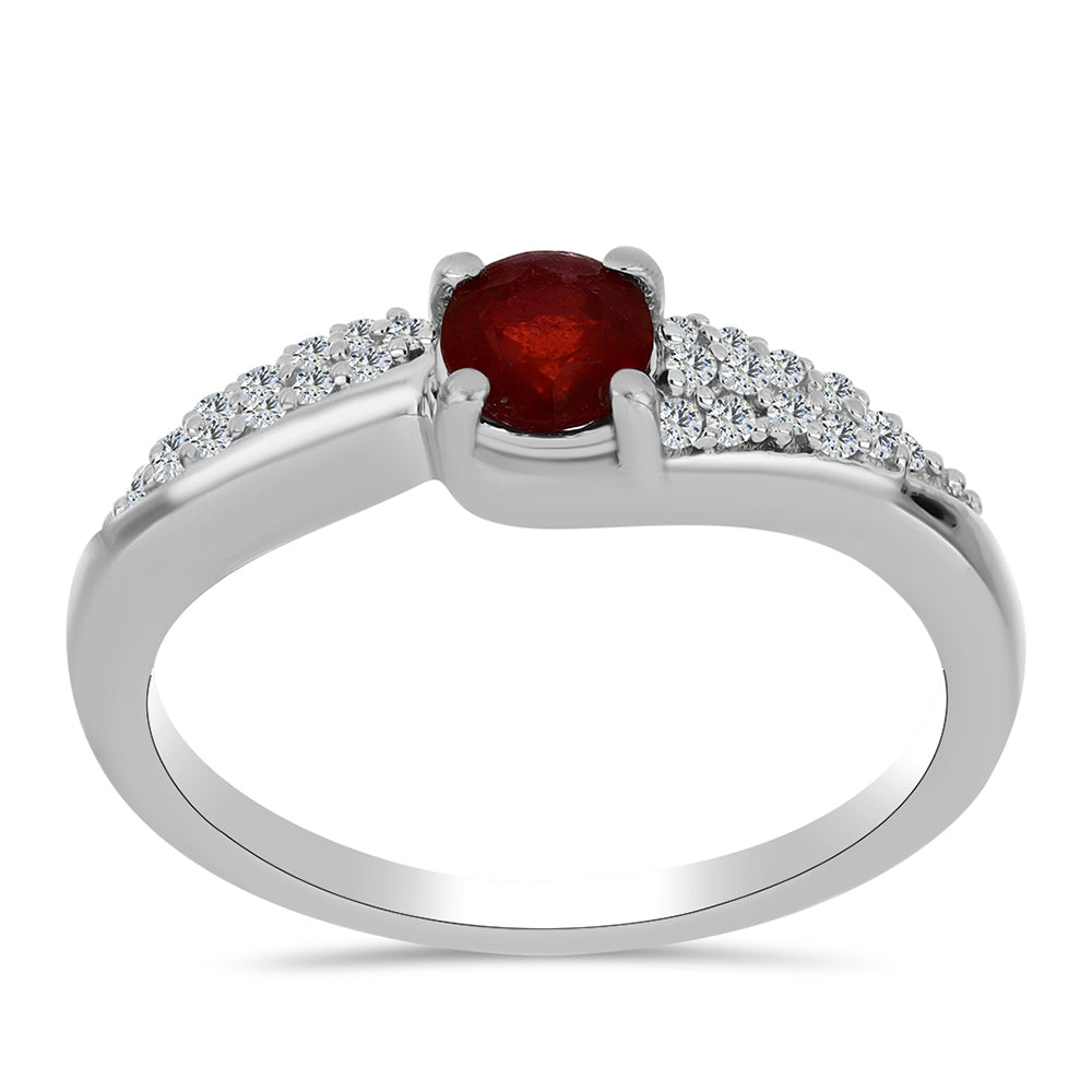 Inel din Argint 925 ( 2.82 grame ) cu Rubin Malagasy și Topaz Alb 0.94 Carate 3 