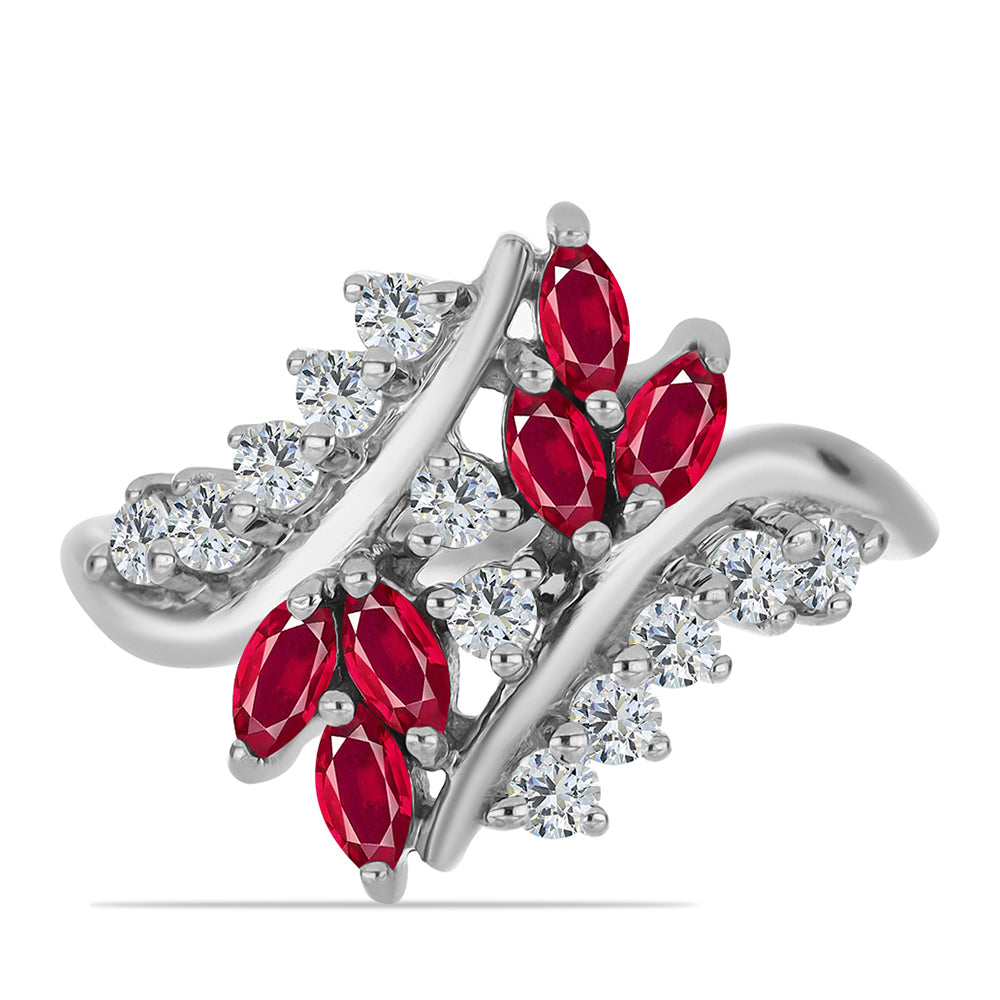 Inel din Argint 925 ( 3.42 grame ) cu Rubin Malagasy și Topaz Alb 1.19 Carate 1 