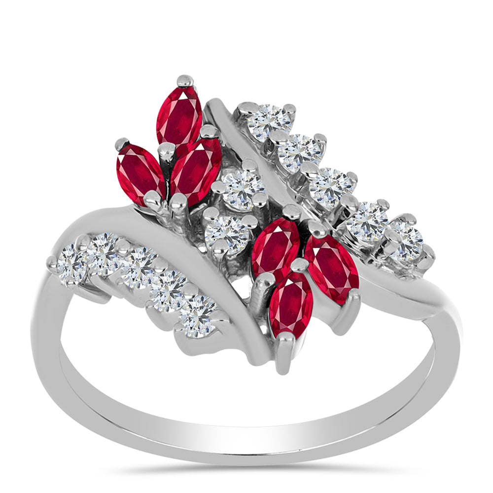 Inel din Argint 925 ( 3.42 grame ) cu Rubin Malagasy și Topaz Alb 1.19 Carate 3 