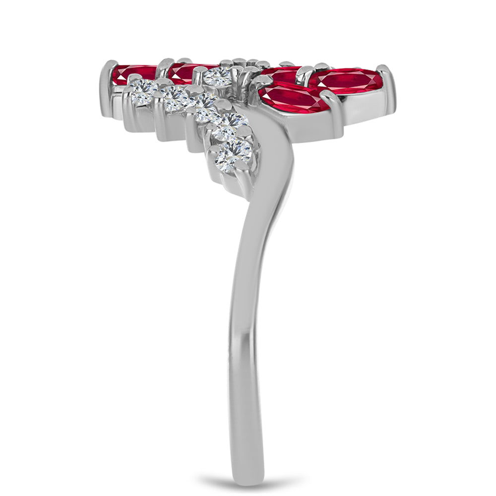 Inel din Argint 925 ( 3.42 grame ) cu Rubin Malagasy și Topaz Alb 1.19 Carate 4 