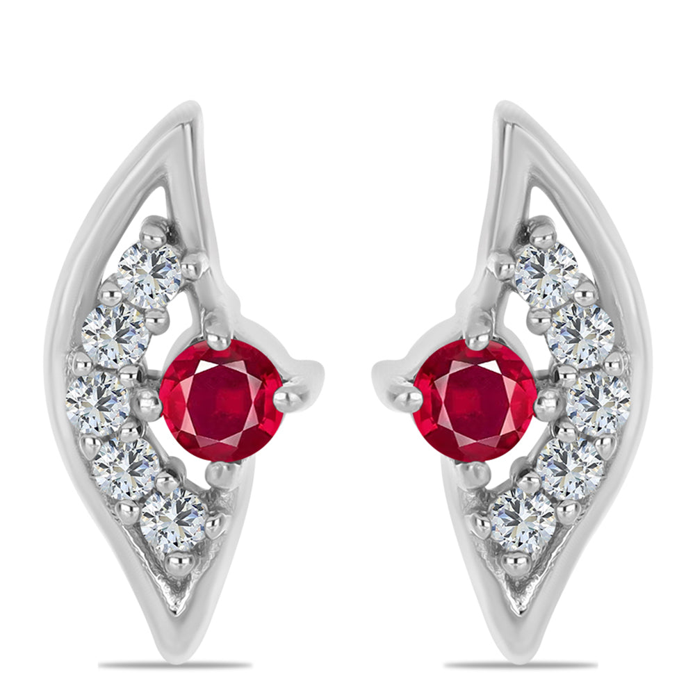 Cercei din Argint 925 ( 2.37 grame ) cu Rubin Malagasy și Topaz Alb 0.47 Carate