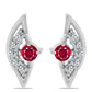 Cercei din Argint 925 ( 2.37 grame ) cu Rubin Malagasy și Topaz Alb 0.47 Carate