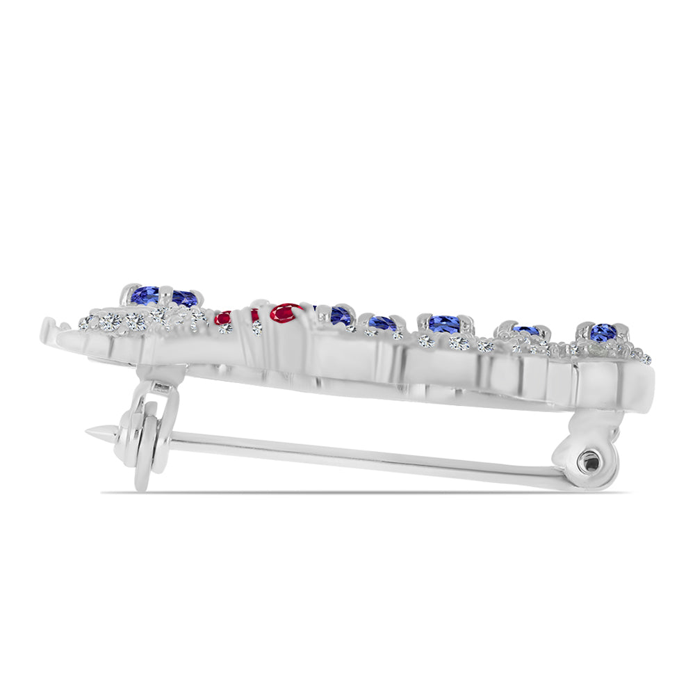 Broşă din Argint 925 ( 6.75 grame ) cu Tanzanit și Rubin Malagasy 2.37 Carate 2 