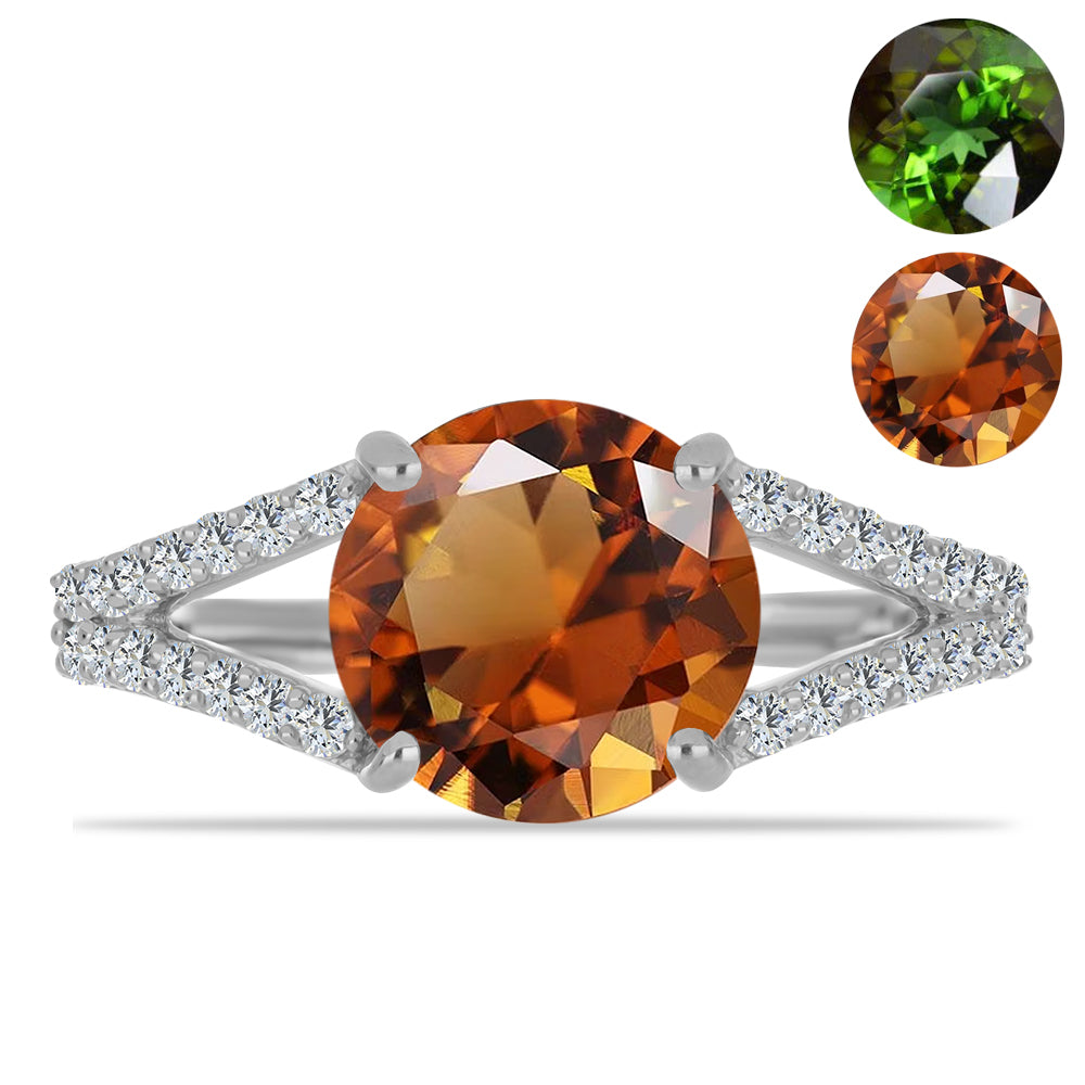 Inel din Argint 925 ( 3.18 grame ) cu Zultanit Anatolian Certificat cultivat în laborator și Topaz Alb 4.61 Carate