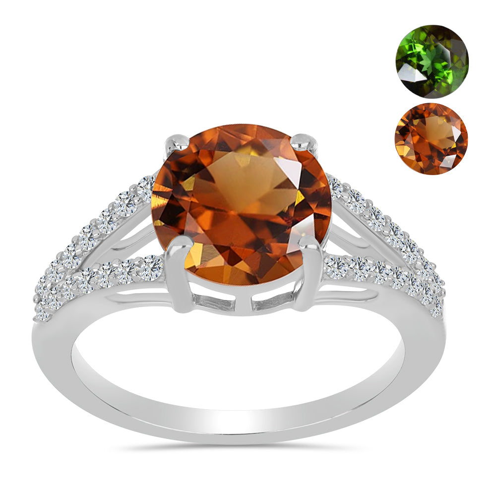 Inel din Argint 925 ( 3.18 grame ) cu Zultanit Anatolian Certificat cultivat în laborator și Topaz Alb 4.61 Carate