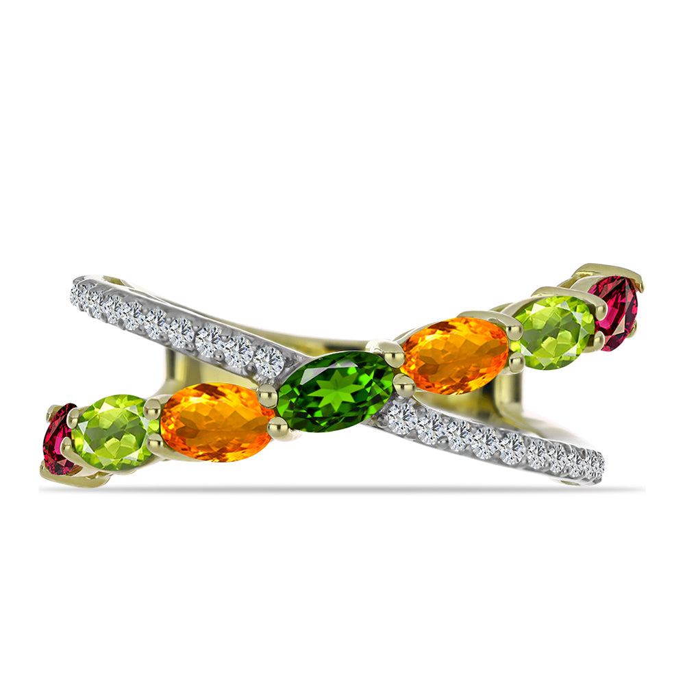 Inel din Argint 925 Placat cu Aur ( 2.97 grame ) cu Turmalină Chakra și Topaz Alb 1.94 Carate 1 