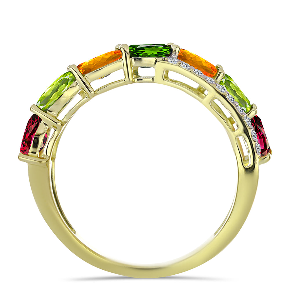 Inel din Argint 925 Placat cu Aur ( 2.97 grame ) cu Turmalină Chakra și Topaz Alb 1.94 Carate