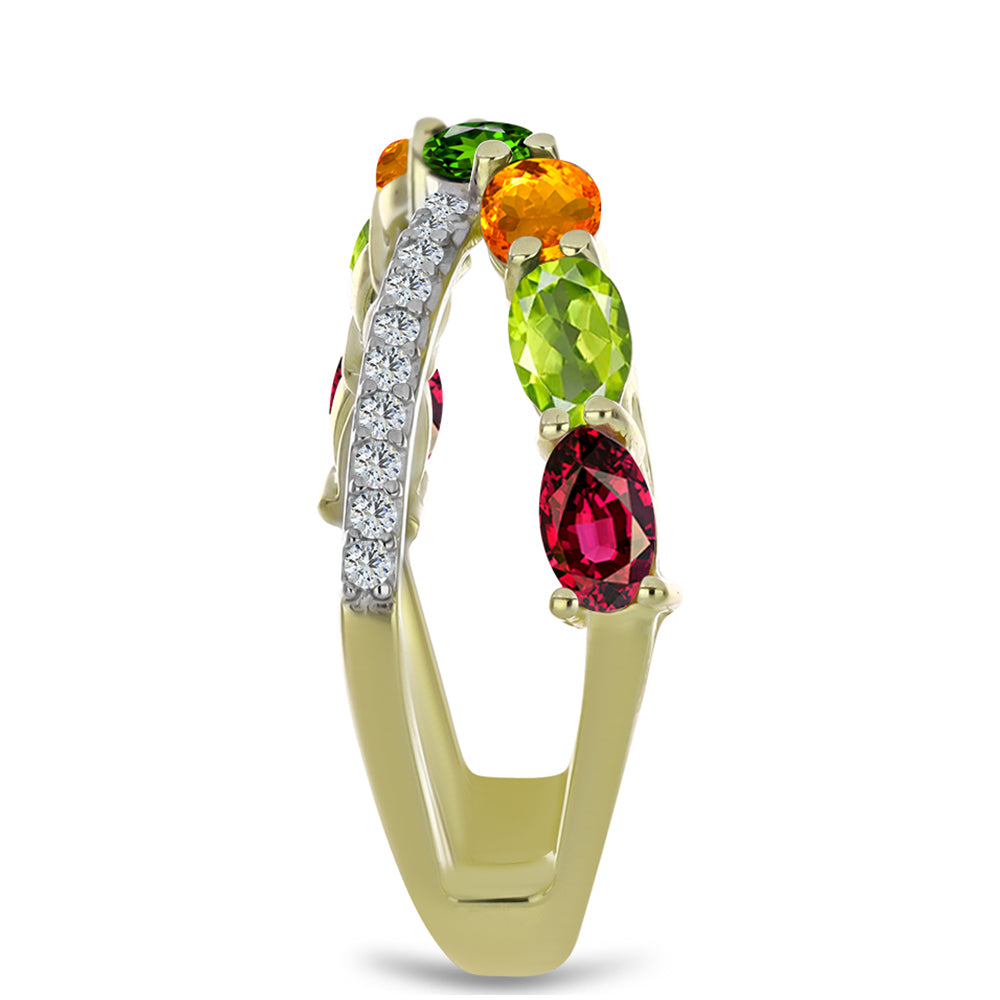 Inel din Argint 925 Placat cu Aur ( 2.97 grame ) cu Turmalină Chakra și Topaz Alb 1.94 Carate 4 