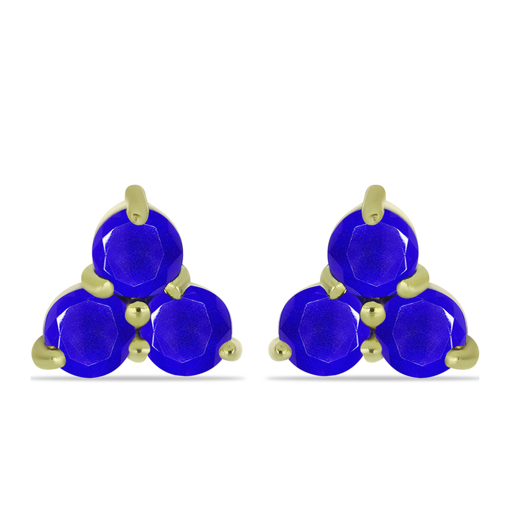 Cercei din Argint 925 Placat cu Aur ( 1.49 grame ) cu Agat Albastru 1.51 Carate