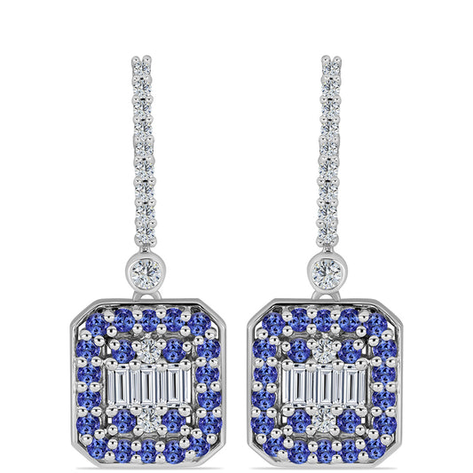 Cercei din Argint 925 ( 6.46 grame ) cu Tanzanit și Topaz Alb 2.99 Carate