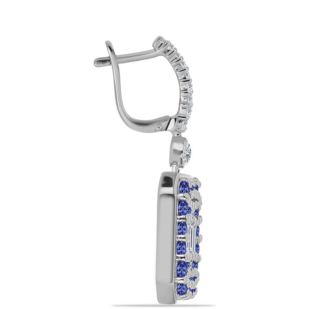 Cercei din Argint 925 ( 6.46 grame ) cu Tanzanit și Topaz Alb 2.99 Carate 2 