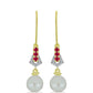 Cercei din Argint 925 Placat cu Aur ( 2.17 grame ) cu Perlă de Apă Dulce Albă și Rubin Malagasy 8.49 Carate
