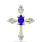 Cruce Pandantiv din Argint 925 Placat cu Aur ( 0.92 grame ) cu Agat Albastru și Topaz Alb 0.37 Carate
