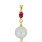 Pandantiv din Argint 925 Placat cu Aur ( 0.55 grame ) cu Perlă de Apă Dulce Albă și Rubin Malagasy 4.87 Carate
