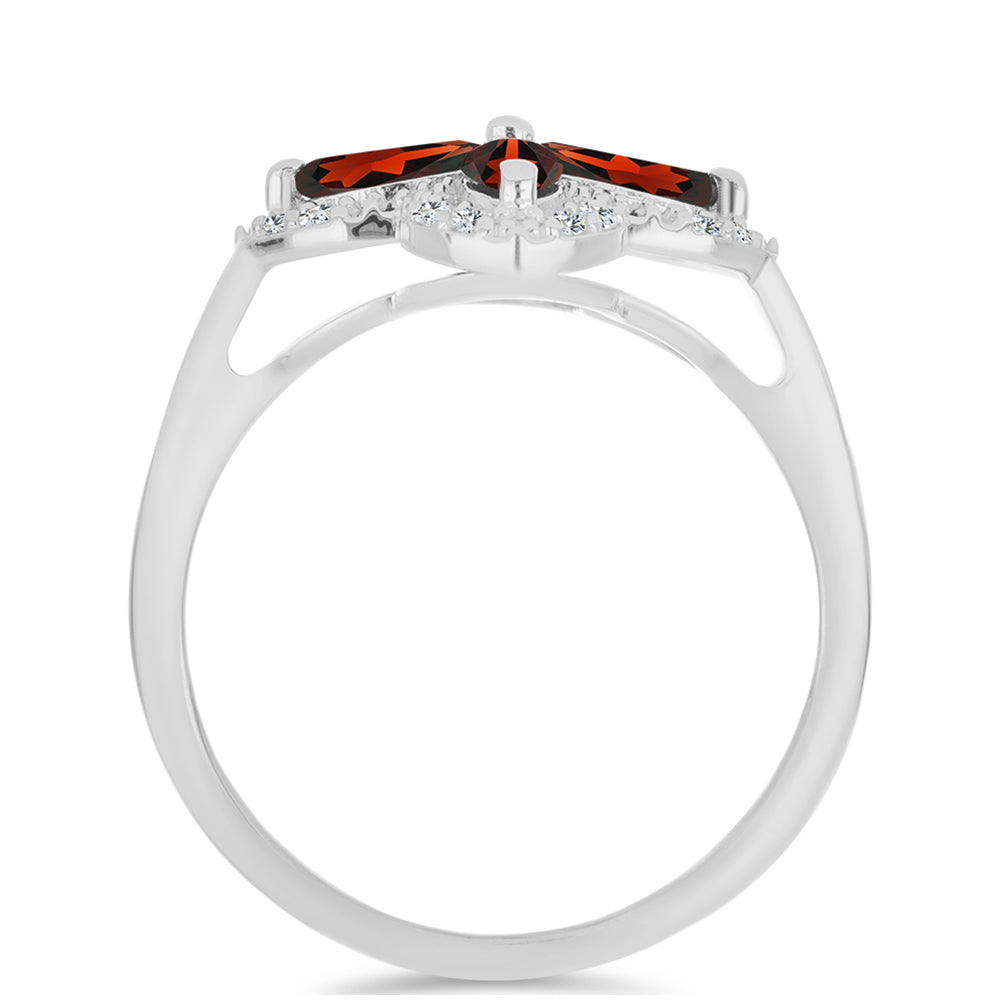 Inel din Argint 925 ( 3.21 grame ) cu Granat Barton și Topaz Alb 1.43 Carate 2 