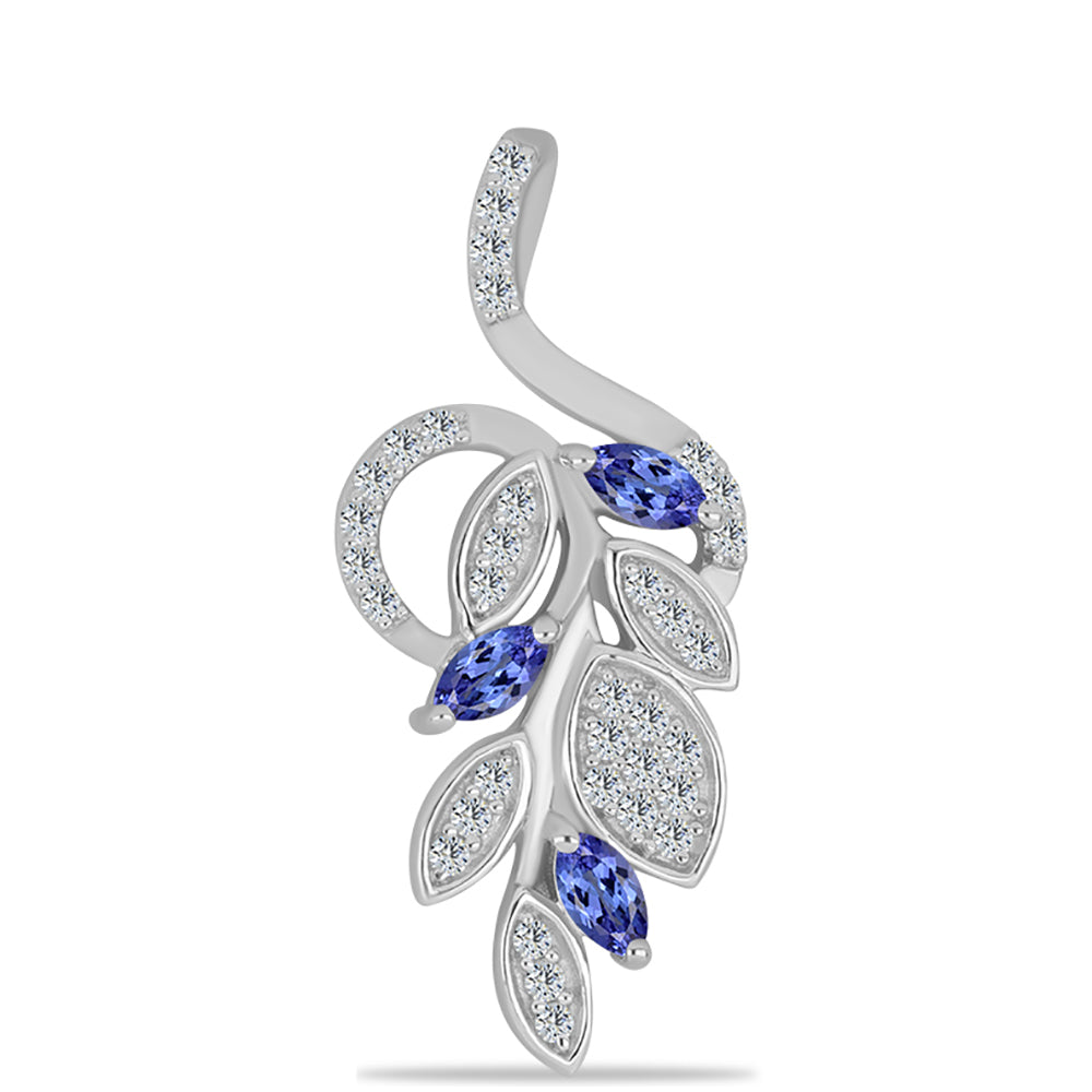 Pandantiv din Argint 925 ( 1.8 grame ) cu Tanzanit și Topaz Alb 0.56 Carate 1 