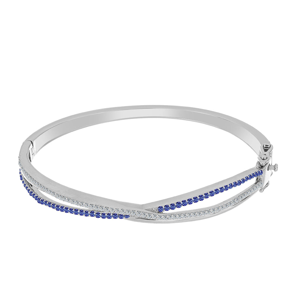 Brățară din Argint 925 ( 19.96 grame ) cu Tanzanit și Topaz Alb 1.59 Carate