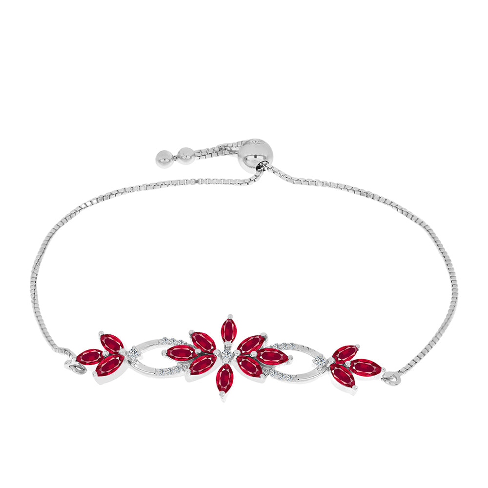 Brățară din Argint 925 ( 4.92 grame ) cu Rubin Malagasy și Topaz Alb 2.71 Carate 1 