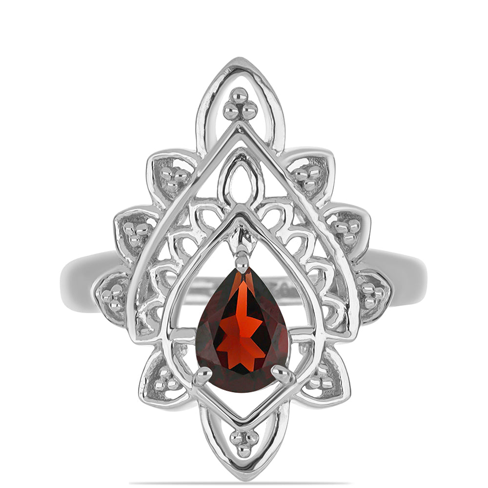 Inel din Argint 925 ( 3.43 grame ) cu Granat Barton 0.75 Carate 1 