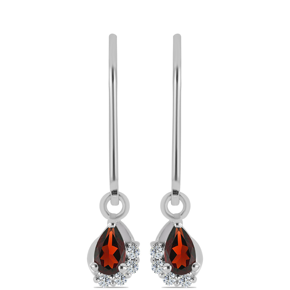 Cercei din Argint 925 ( 1.59 grame ) cu Granat Barton și Topaz Alb 0.58 Carate