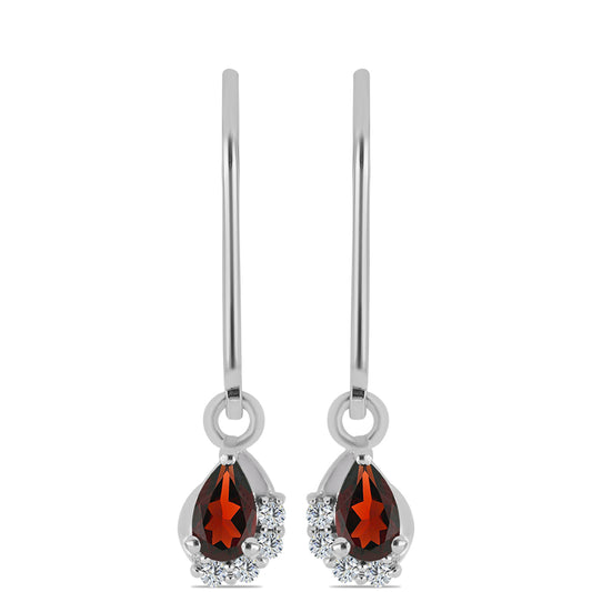 Cercei din Argint 925 ( 1.59 grame ) cu Granat Barton și Topaz Alb 0.58 Carate