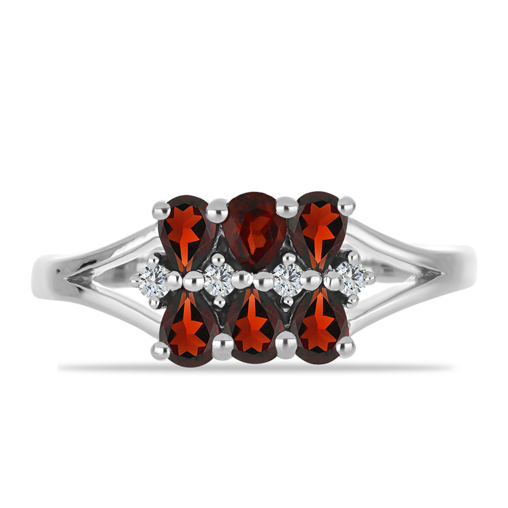 Inel din Argint 925 ( 2.72 grame ) cu Granat Barton și Topaz Alb 1.29 Carate