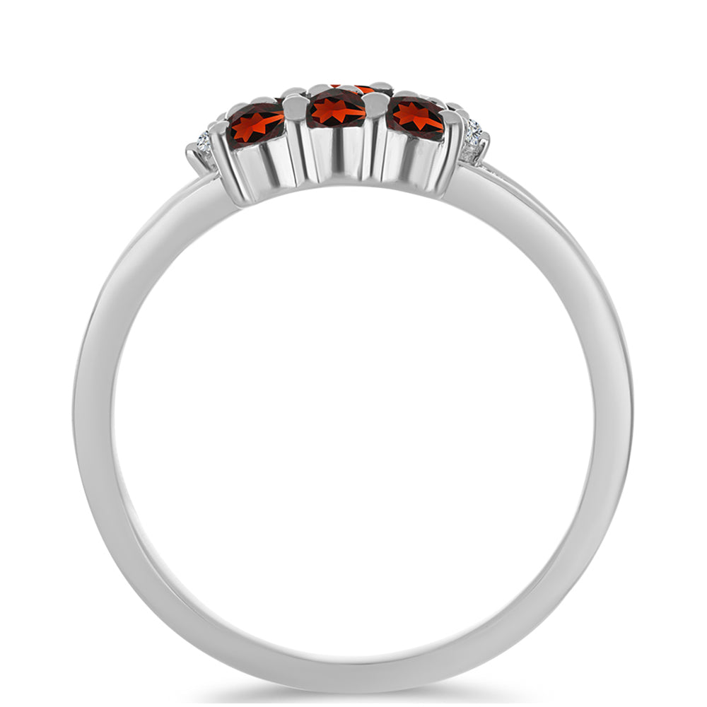 Inel din Argint 925 ( 2.72 grame ) cu Granat Barton și Topaz Alb 1.29 Carate