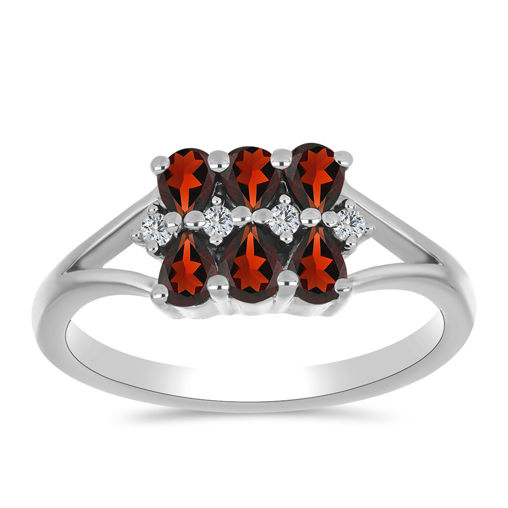 Inel din Argint 925 ( 2.72 grame ) cu Granat Barton și Topaz Alb 1.29 Carate