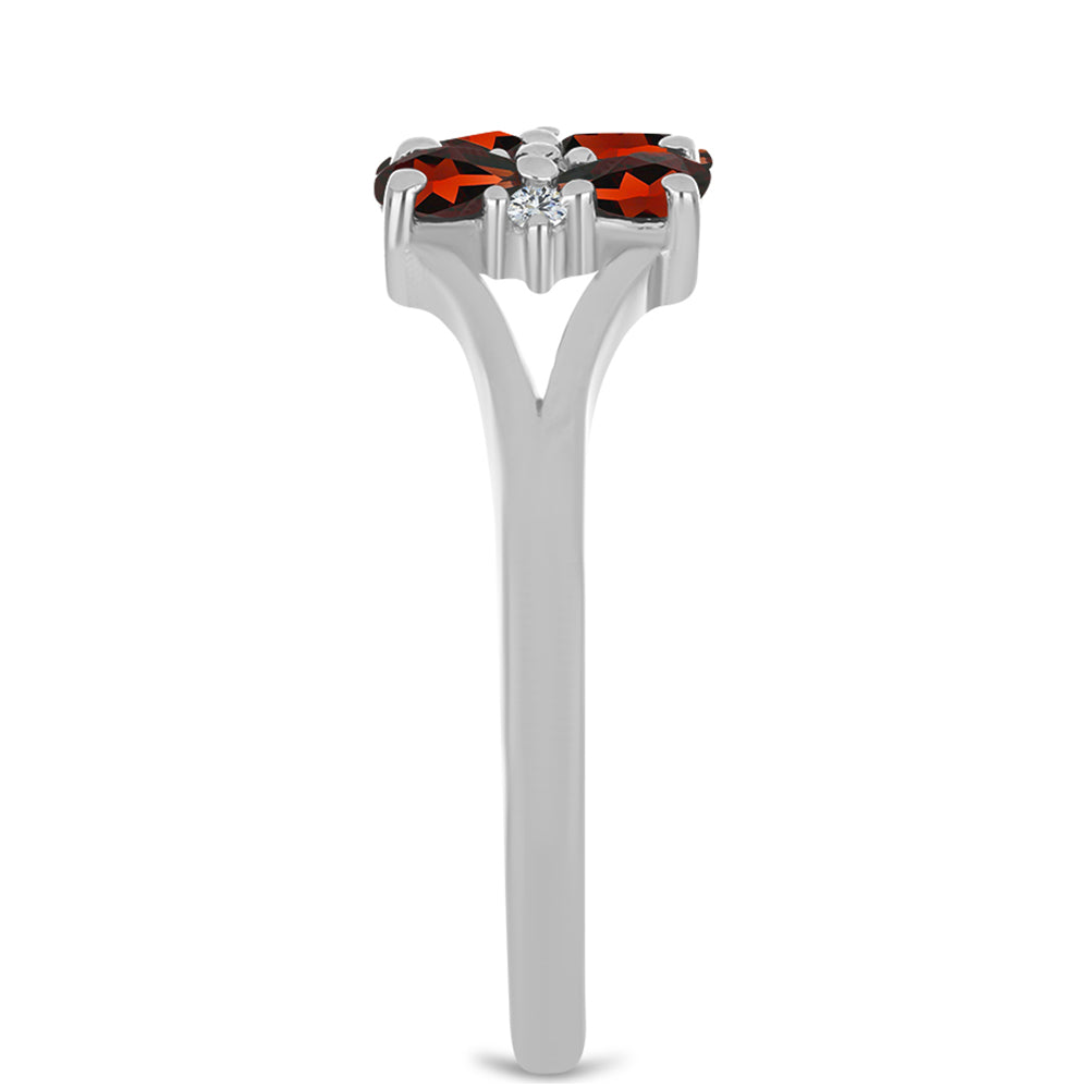 Inel din Argint 925 ( 2.72 grame ) cu Granat Barton și Topaz Alb 1.29 Carate 4 