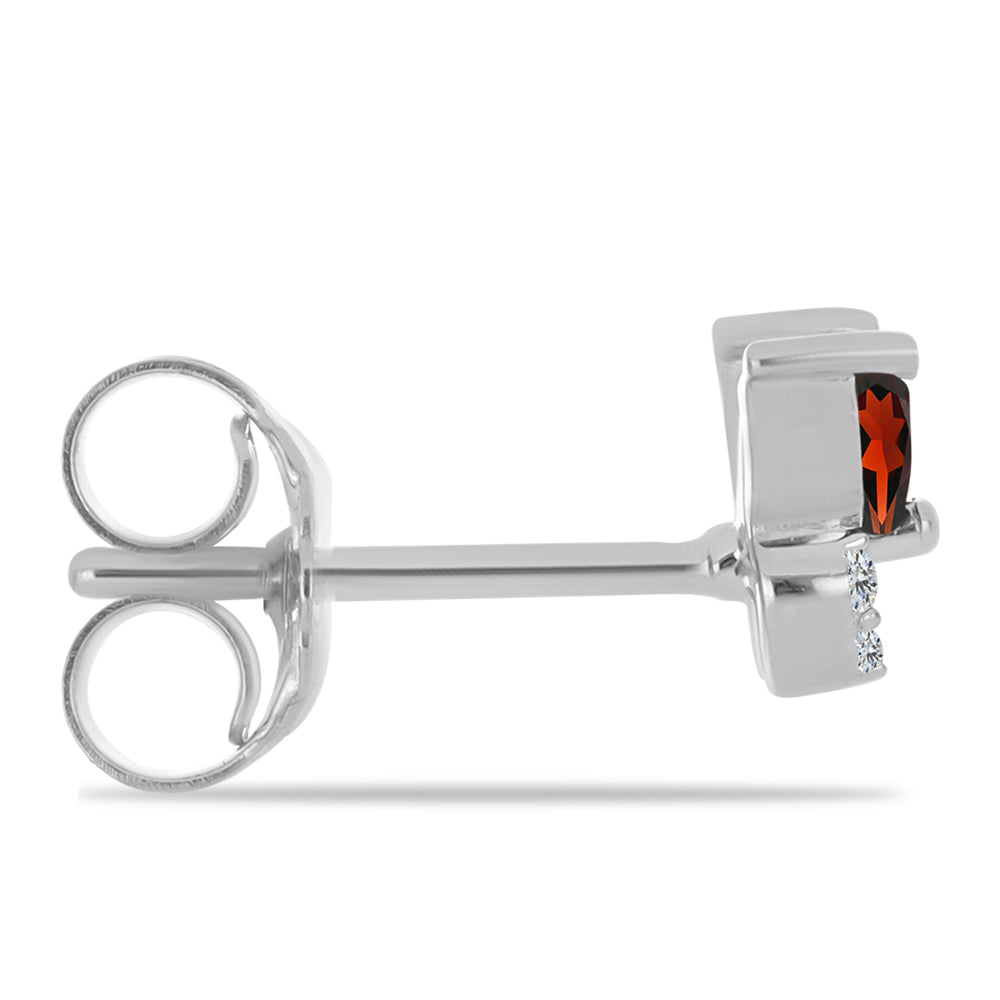 Cercei din Argint 925 ( 1.15 grame ) cu Granat Barton și Topaz Alb 0.51 Carate 2 