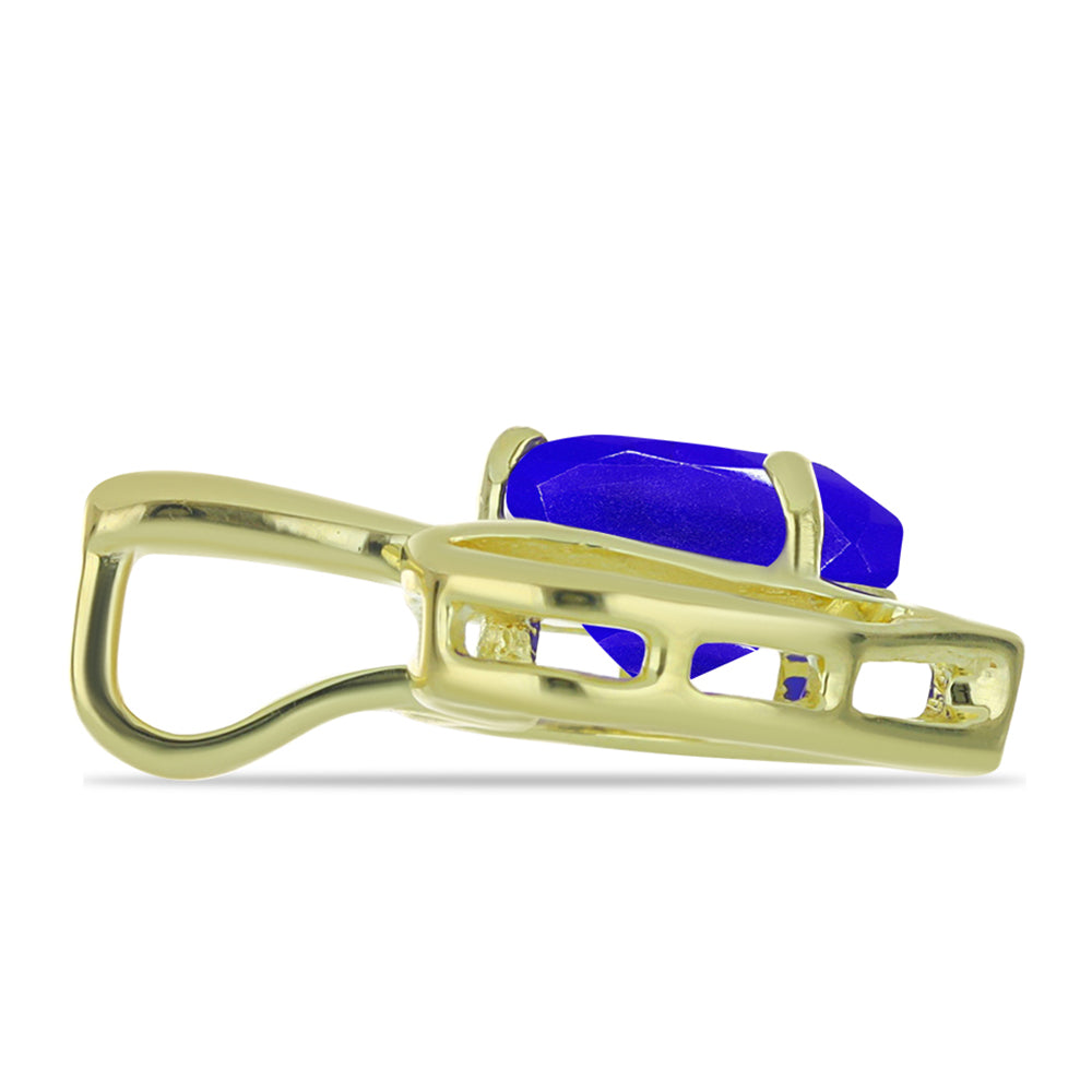 Pandantiv din Argint 925 Placat cu Aur ( 1.03 grame ) cu Agat Albastru și Topaz Alb 1.15 Carate 2 