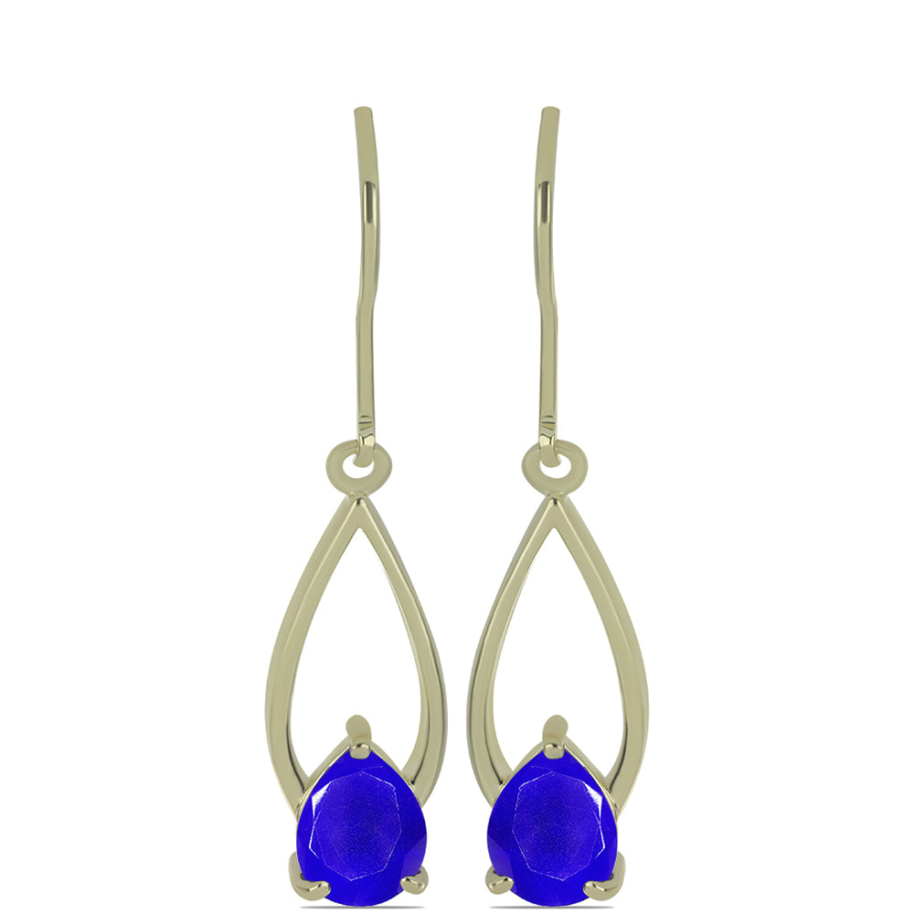 Cercei din Argint 925 Placat cu Aur ( 2.63 grame ) cu Agat Albastru 1.98 Carate