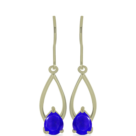 Cercei din Argint 925 Placat cu Aur ( 2.63 grame ) cu Agat Albastru 1.98 Carate